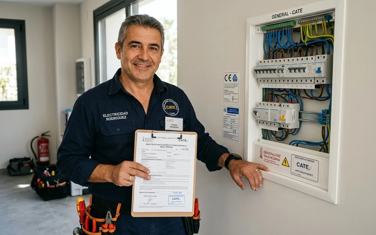 Certificado de instalación eléctrica sobre un cuadro de vivienda
