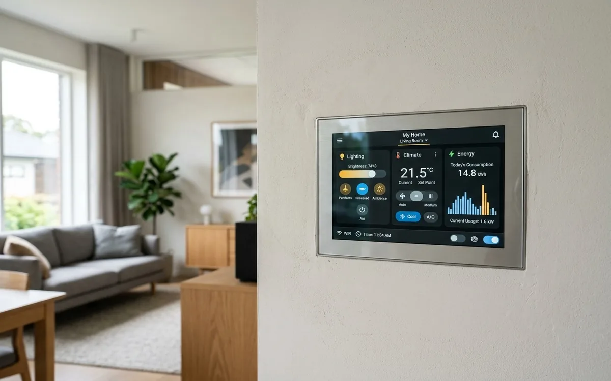 Panel de control domótico gobernando la iluminación de una vivienda
